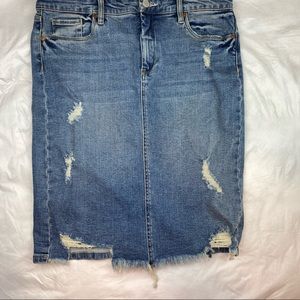 BlankNYC denim distressed midi skirt